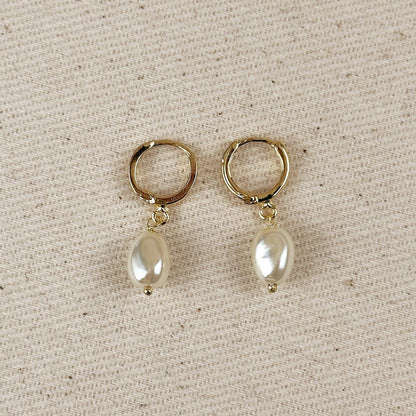Coastal Pearl Hoop Earrings