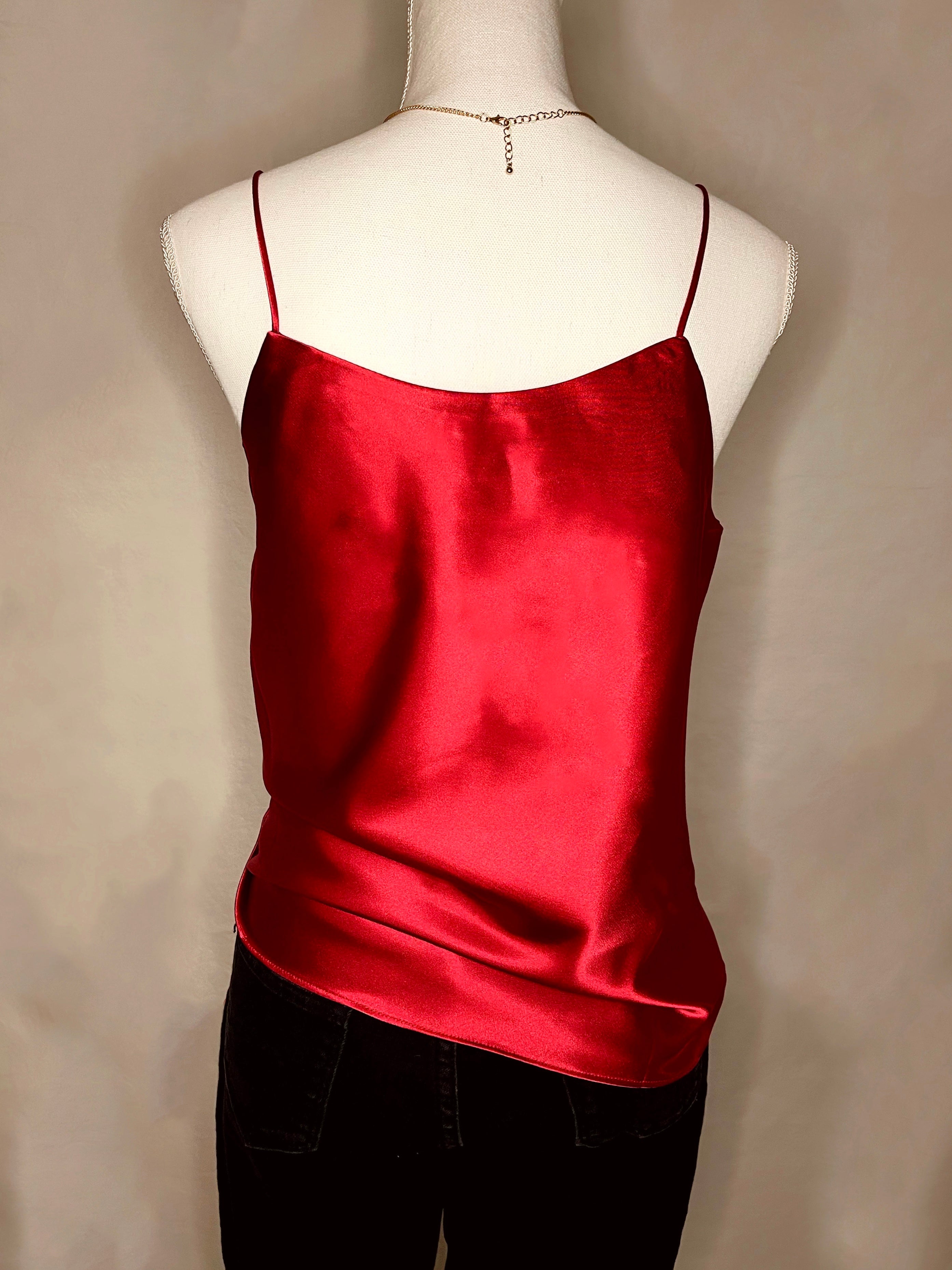 Red satin on sale camisole tops